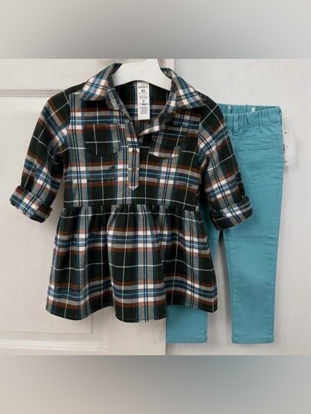 Carter's Toddler Girl 2-Piece Plaid Tunic & Knit Pant Set | Size 4T